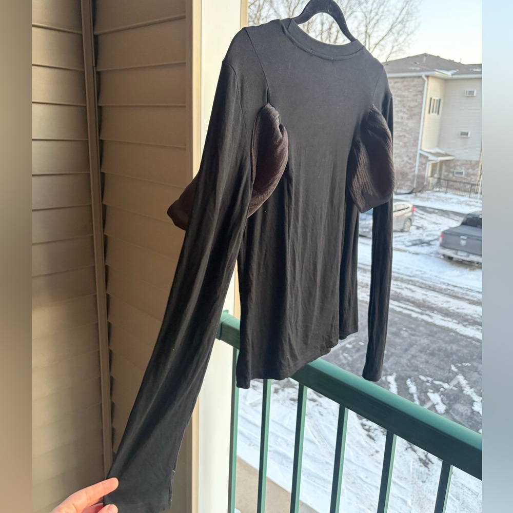 🆕 Madonna & Co Black Long Sleeve Top with Front Tie Bow Detail Size L Office - Picture 5 of 14